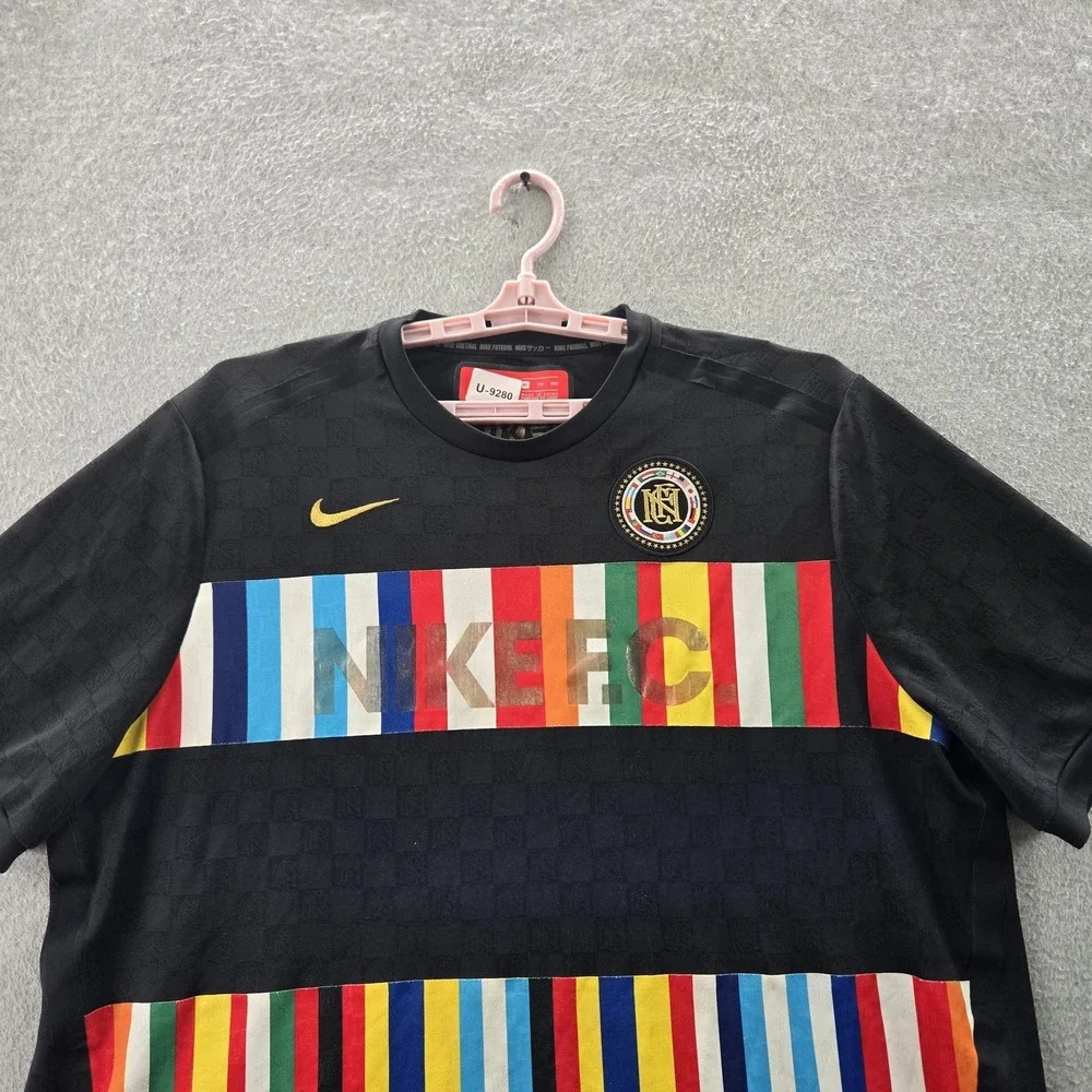 Nike Men Shirt 2XL Black FC 2018 Logo‎ Embroidery Striped Stripe Activewear